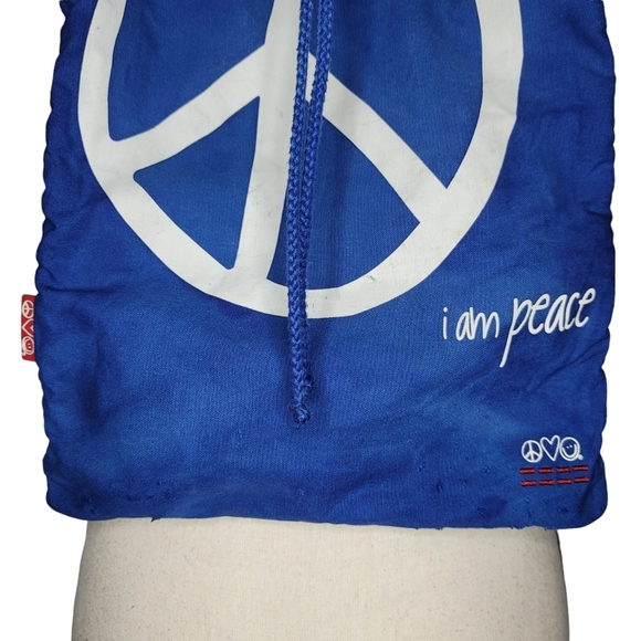 PEACE LOVE WORLD blue I Am Peace drawstring backpack - Picture 5 of 8